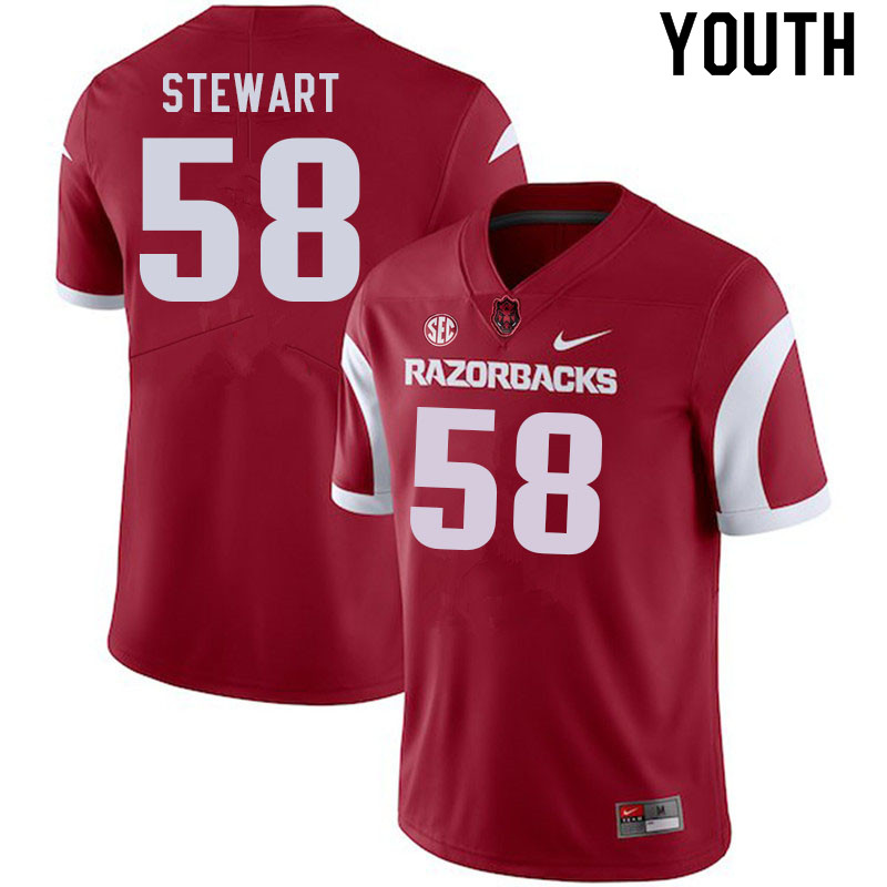 Youth #58 Jashaud Stewart Arkansas Razorbacks College Football Jerseys Sale-Cardinal